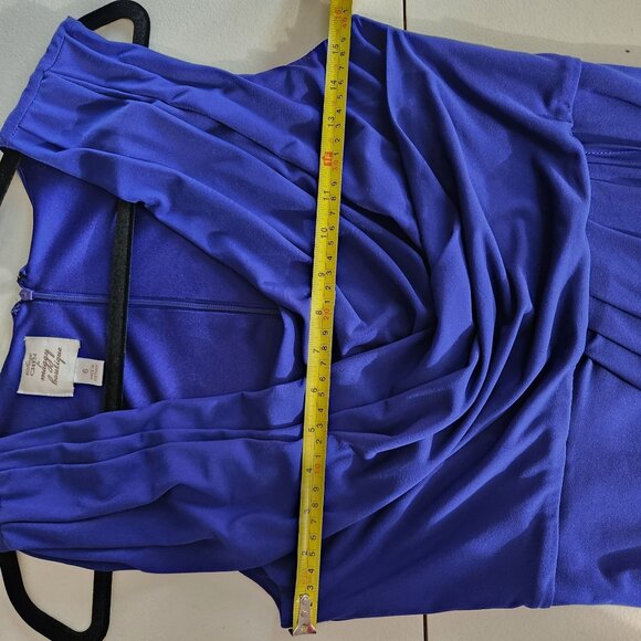 Suzi Chin For Maggy Dress Womens Size 6 Draped Royal Blue Sleeveless Formal - Picture 4 of 12